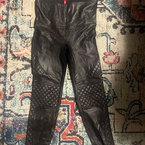 SPANX Black moto faux leather Leggings